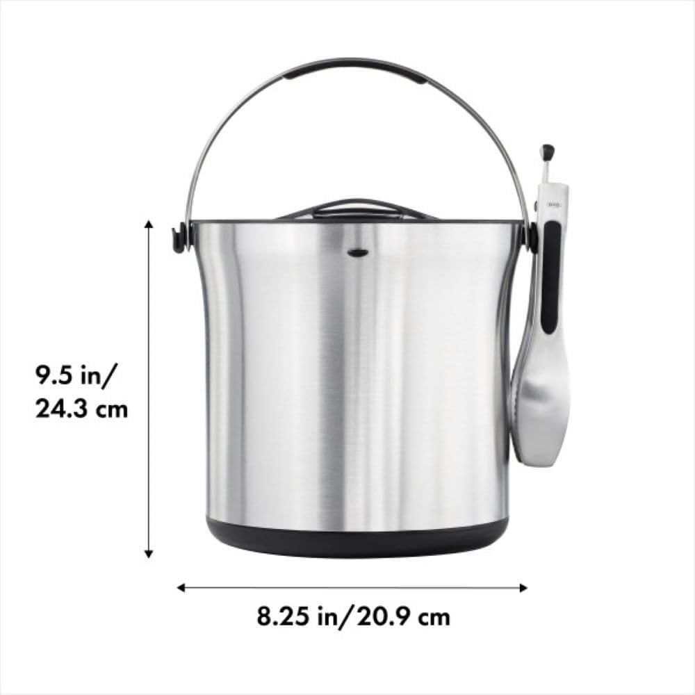 OXO 3107300 Steel Ice Bucket and Tongs Set