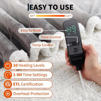 Garvee Dark Gray Wearable Heated Blanket with Foot Pocket & Hood
