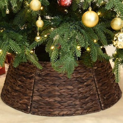 Brown 26-Inch Wicker Christmas Tree Collar Basket Cover Rustic Decor