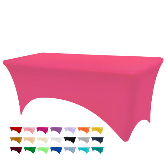 BDDC Table Covers for 4 Foot Tables, Spandex Table Covers 4ft, Fuchsia Table Cloths Rectangle 4ft for Events, Wedding, Banquets & Parties