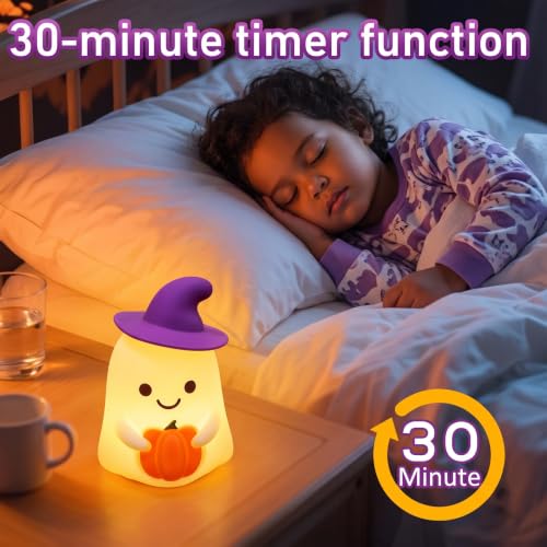 Rechargeable Ghost Night Light with Tap Control - Silicone Halloween Lamp
