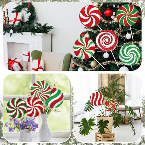 Christmas Candy Ornaments Set - 12 Lollipop Decorations for Tree & Holiday Decor - Swirl Pattern, 7.9 Inches - Christmas Variation
