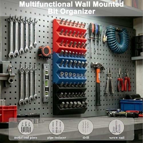 Red 1/4" Hex Bit Organizer - Modular Interlocking Drill Bit Holder