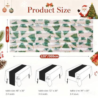 Green Christmas Tree Tulle Table Runner 120 Inch - Holiday Table Decor