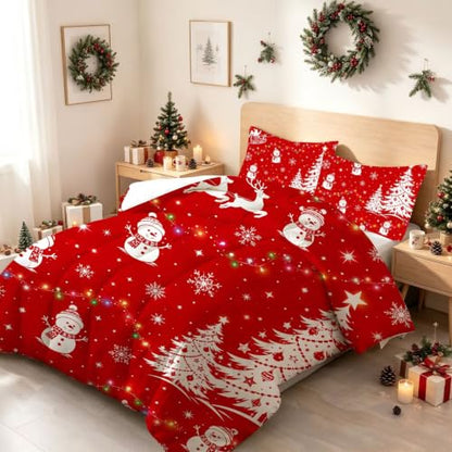 Festive Christmas Comforter King Size Red Snowflake Tree Quilts - Variation of THIS listing