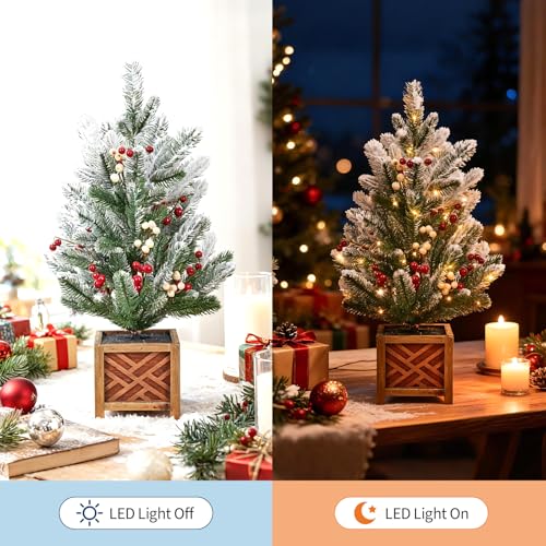 Green 24 Inch Mini Christmas Tree with Lights & Ornaments - DIY Tabletop Decor