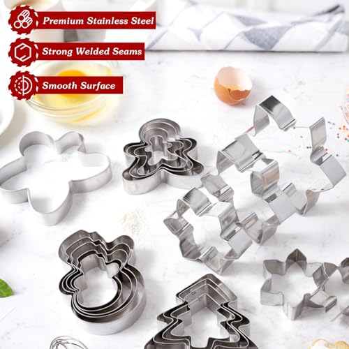 Christmas Cookie Cutter Set 30 Pcs Various Sizes - Stainless Steel Baking Molds