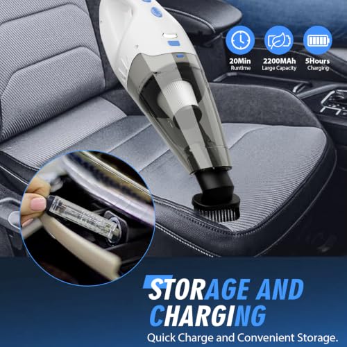 Cordless Handheld Vacuum Cleaner with 6KPa Suction & LED Light - Lightweight Portable Car & Home Cleaning