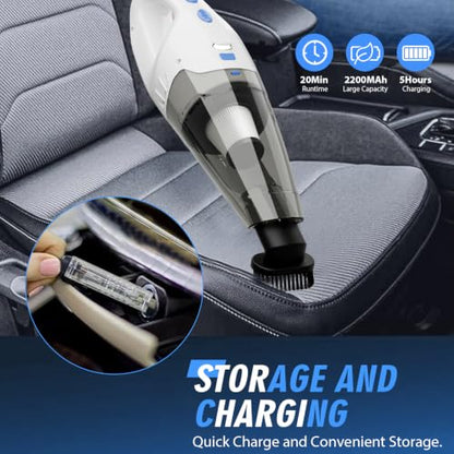 Cordless Handheld Vacuum Cleaner with 6KPa Suction & LED Light - Lightweight Portable Car & Home Cleaning
