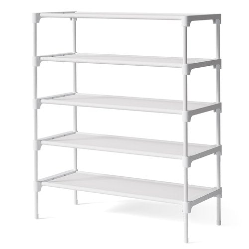 Kitsure Shoe Rack - Non-Woven Shoe Rack Shelf, Shoe Organizer for Closet, Entryway, Garage & Corridor, Stackable Shoe Shelves, 27.5" Wide - 5 Tier, White