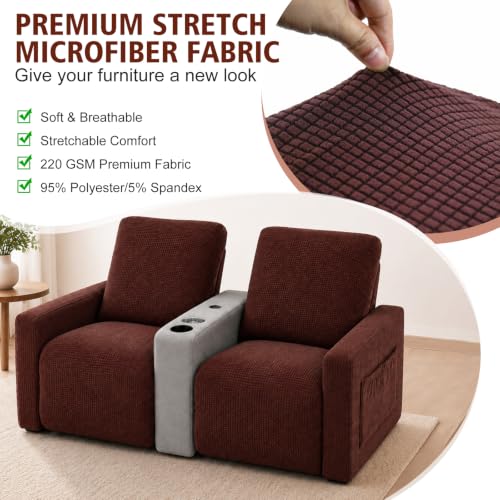 Brown RV Recliner Covers Set of 6 for Loveseat - Custom Fit & Pet-Friendly