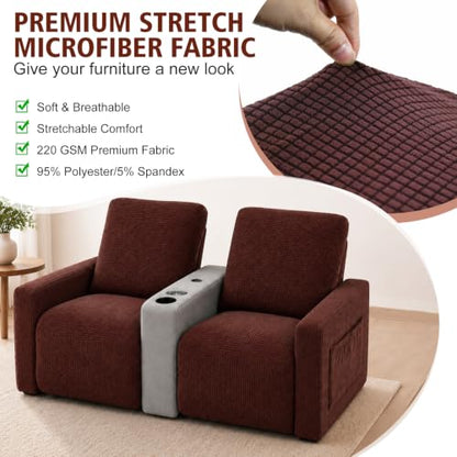 Brown RV Recliner Covers Set of 6 for Loveseat - Custom Fit & Pet-Friendly