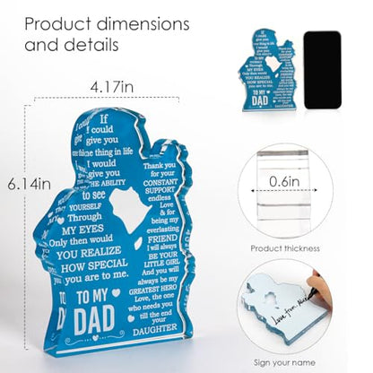 Dad Shadow Acrylic Desk Plaque Sign - Father's Day Gift from Daughter - Bonus, Stepdad, Best Dad Ever