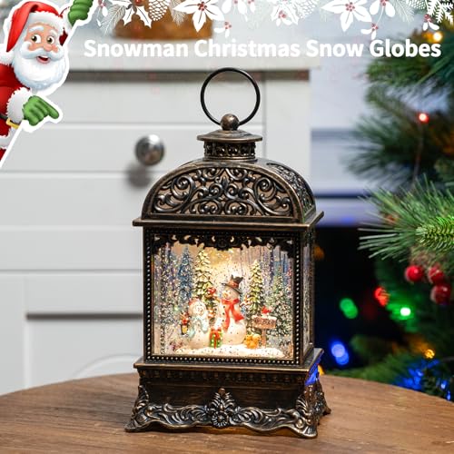 10.125 Inch Snowman Snow Globe with Music & Lights - Christmas Decor Gift