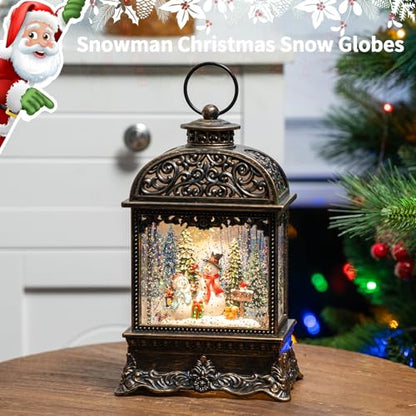 10.125 Inch Snowman Snow Globe with Music & Lights - Christmas Decor Gift