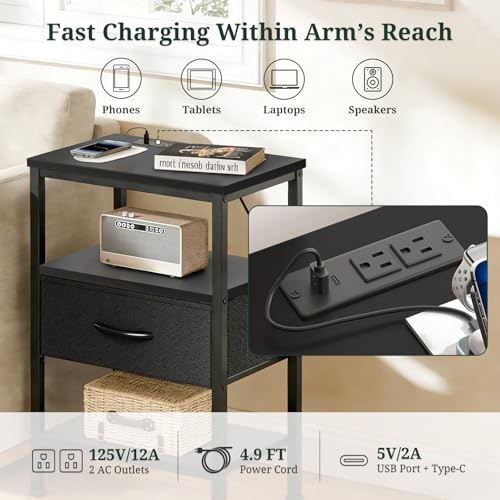Nightstand Set of 2 with USB