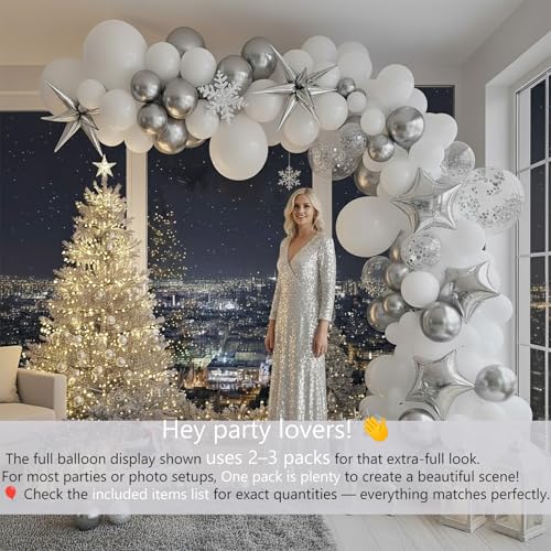 Silver White Winter Wonderland Balloon Arch & Decorations Set