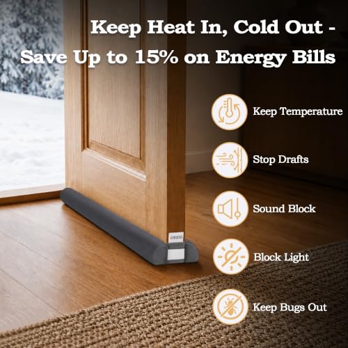 Adjustable Door Draft Stopper - Soundproof, Dustproof, and Insulation for Gaps 26-36 Inch - Grey