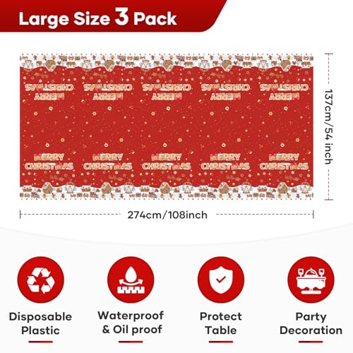 Gingerbread Man Christmas Tablecloth 54x108 Inch Disposable Plastic Holiday Decor