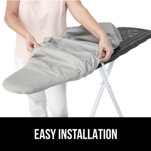 GORILLA GRIP The Original Ironing Board Cover and Pad, Silicone Coating, 400°F Scorch Resistant Thick Padding, Heavy Duty Iron Covers Standard Boards, Hook and Loop Fastener Strap, Silver 15x54