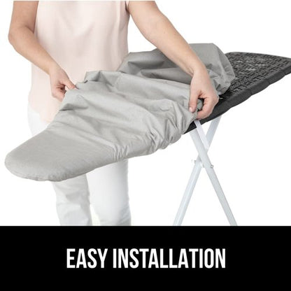 GORILLA GRIP The Original Ironing Board Cover and Pad, Silicone Coating, 400°F Scorch Resistant Thick Padding, Heavy Duty Iron Covers Standard Boards, Hook and Loop Fastener Strap, Silver 15x54