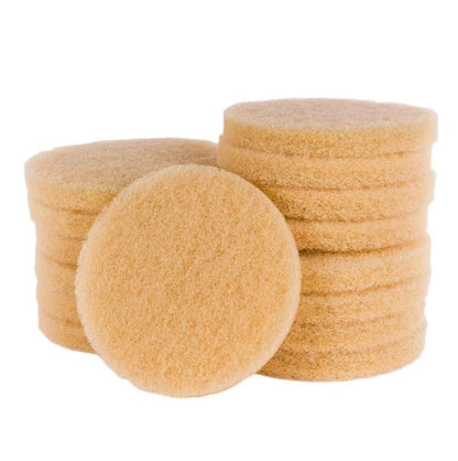 8-Inch Carpet Scrubbing Pads for Floor Cleaning Machines - Beige, Pack of 15