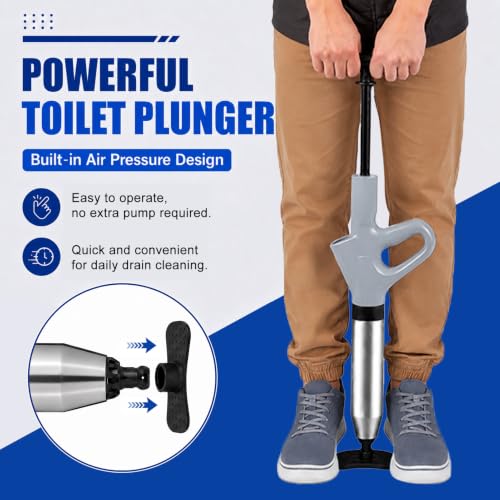 High Pressure Toilet Plunger with Pressure Gauge - Drain Clog Remover