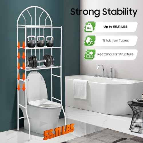 Over-the-Toilet Storage Rack Stand Bathroom Organizer White