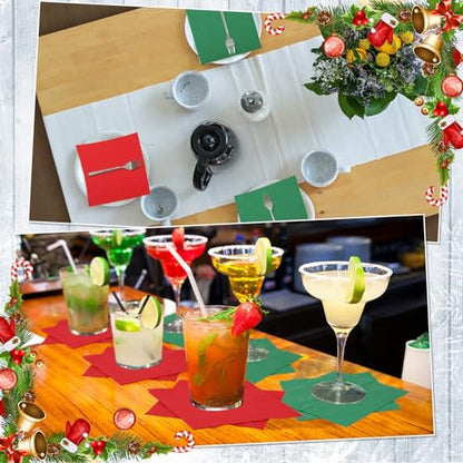 Christmas Paper Napkins 100 Pcs Red and Green Disposable Dinner Napkins