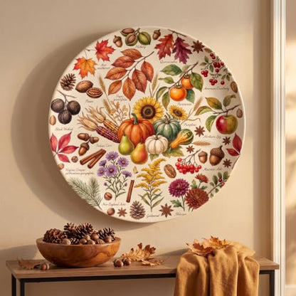 Fall 011 Decorative Plates for Display with Stand - 8 Inch Autumn Decor