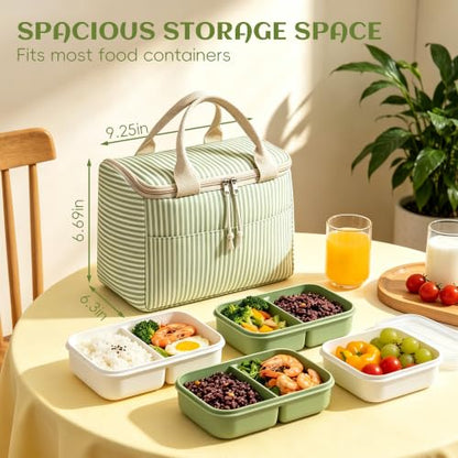 Insulated Lunch Tote Bag for Women and Men Light Green Reusable Cooler
