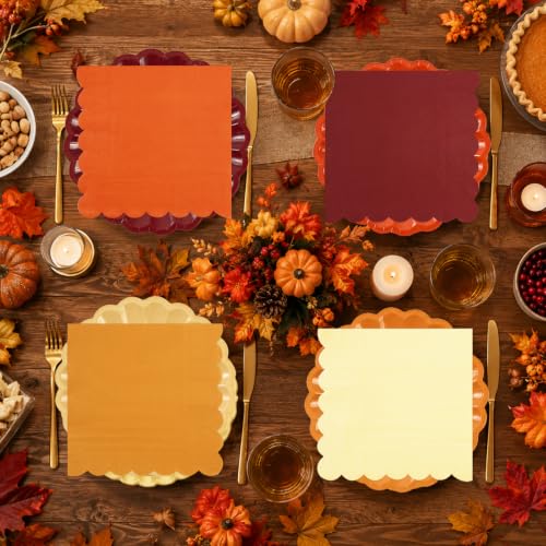 50Pcs Fall Paper Napkins Thanksgiving Party Table Decorations - Fall Colors
