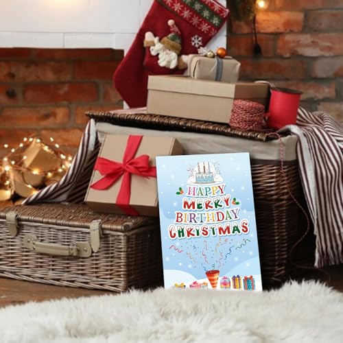 Blue Christmas & Birthday Card with Envelope - Funny Festive Greeting Card