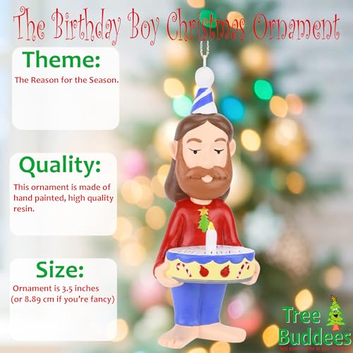 Funny Jesus Christmas Ornament - Hand-Painted Holiday Decor, 3.5 Inches