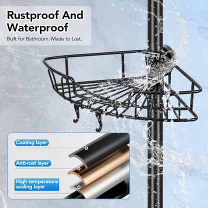 Corner Shower Caddy Tension Pole 4-Tier Bathroom Organizer, Rust-Resistant