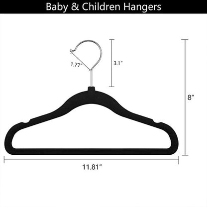 GoodtoU Kids Velvet Hangers - Non-Slip Black Infant Closet Hangers | Perfect for Organizing Baby Clothes