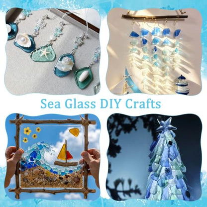Blue Sea Glass for Crafts 34oz Bulk Beach Decor & Mosaic Art