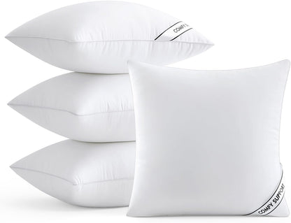 MIULEE 18x18 Inch Pillow Inserts - Pack of 4 Comfy Down Alternative Throw Pillows for Sofa & Bed
