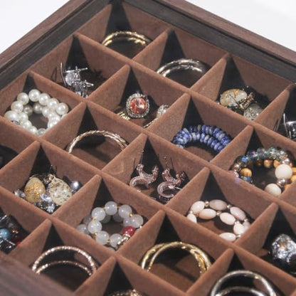 Coward Wooden Jewelry Organizer Box - 35 Grid Dark Finish