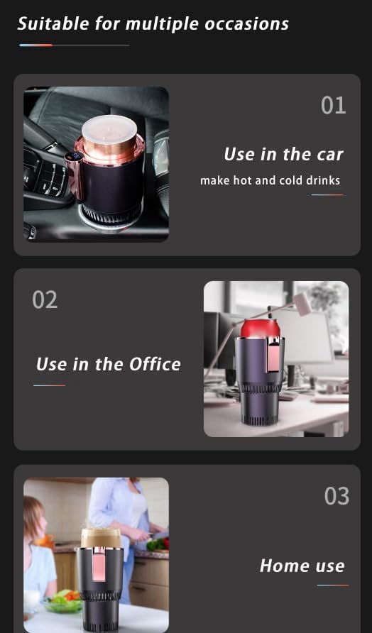 Smart Car Cup Cooler and Warmer, 2-in-1 Car Heating Cooling Cup, 12V-Car Heating Mug, Heating and Cooling Car Cup Holder, with Digital Display (Blue)