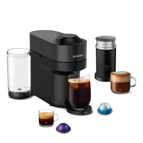Nespresso Vertuo Pop+ Coffee and Espresso Machine by De'Longhi with Aeroccino Milk Frother, Liquorice Black