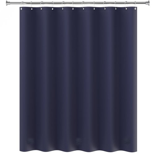 AmazerBath Navy Blue Shower Curtain, Thick PEVA, Heavy Duty Waterproof 72x72 with 3 Weighted Stones and 12 Grommets