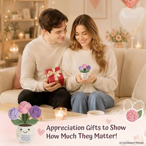 Thank You Gifts for Women - Handcrafted Crochet Rose Flower