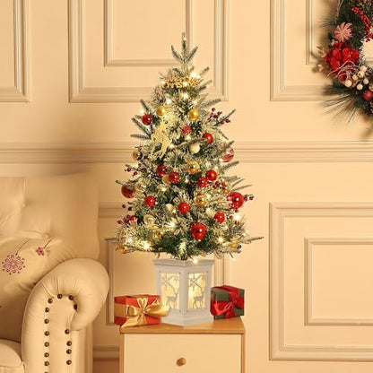 Garvee 3Ft Holiday Christmas Tree with Snowman Base and Fiber Elk Variation