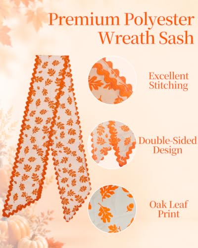 Autumn Wreath Sash Set for Front Door - Fall Decor, 2-Pack