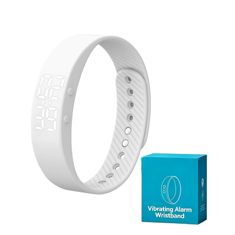 White Variation Vibrating Alarm Wristband Clock for Heavy Sleepers – Silent, 3D Step Counter & Calorie Detection