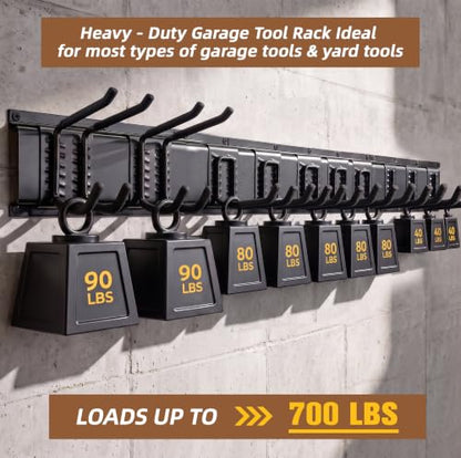 66-Inch Garage Tool Organizer Wall Mount with 700LBS Capacity - Heavy Duty Garden & Workshop Storage