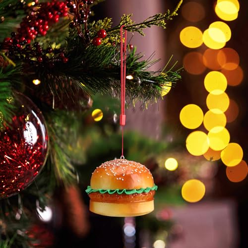 Food Christmas Tree Ornaments Set - Hamburger Design, 3 Pack