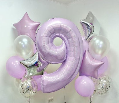 Light Purple Number 40 Birthday Balloons - 40 Inch Large Pastel Mylar Foil 4 & 0 for 40th Anniversary Party
