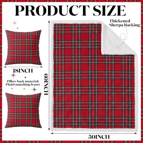 Christmas Scottish Tartan Plaid Decoration Set - Red, 10 Pieces